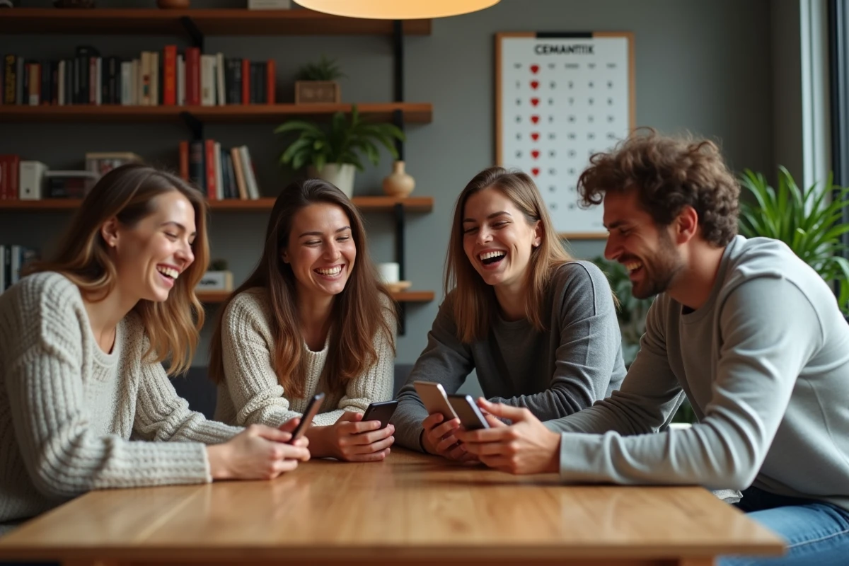 Groupe d amis autour d une table à partager un moment convivial