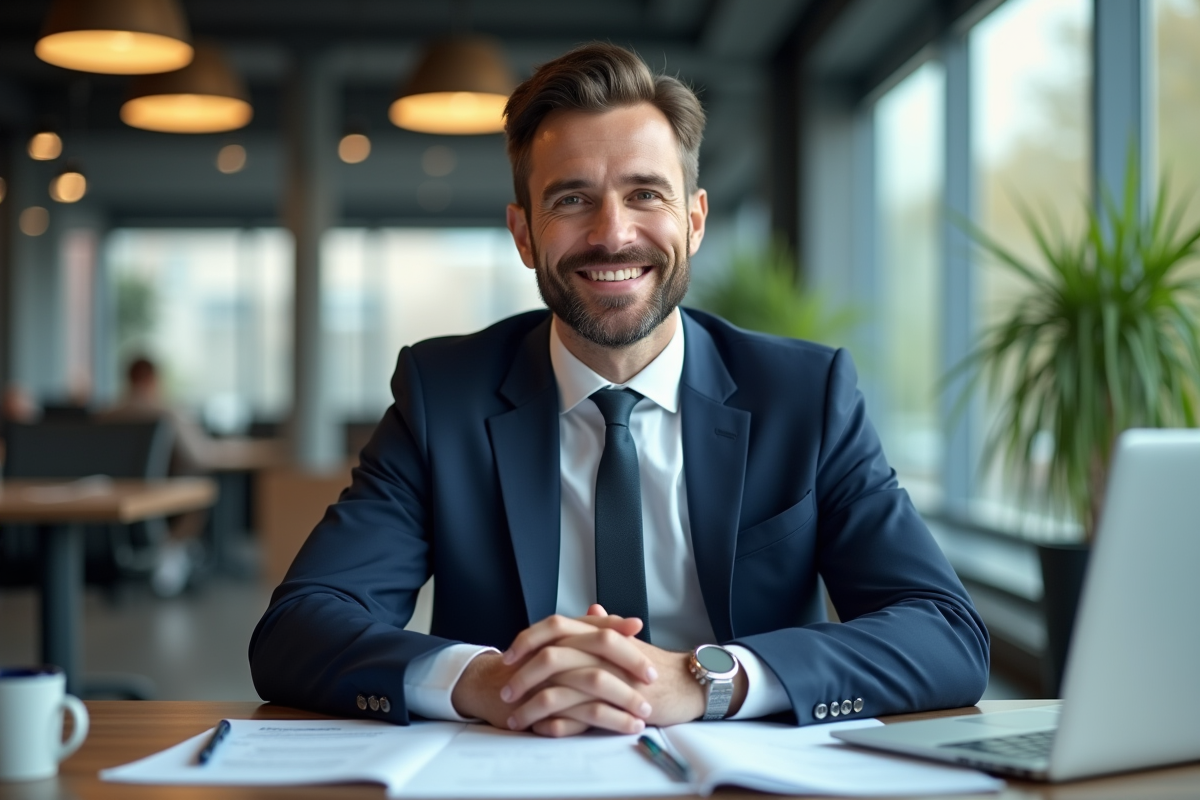 Directeur de banque confiant dans un bureau moderne