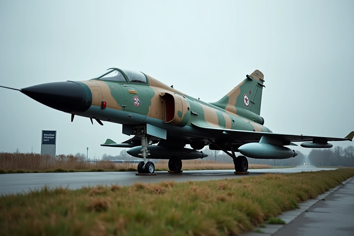 Avion F-4 Phantom mis en exposition statique comme monument à l'entrée d'une base OTAN européenne