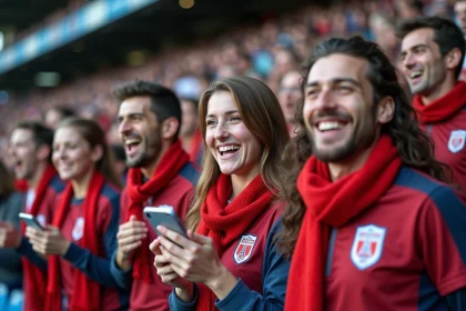 Fans de football enthousiastes dans le stade lors d'un match