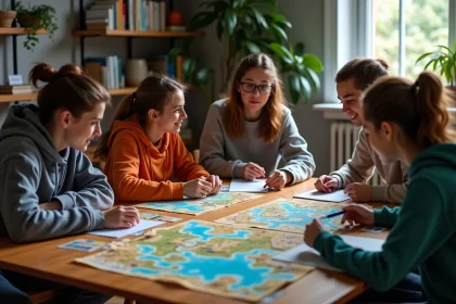 Groupe de jeunes adultes discutant autour d'une table de jeux
