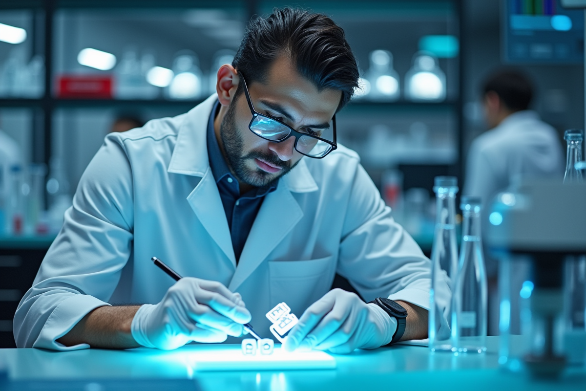 Scientifique moderne analysant des echantillons d ADN ancien